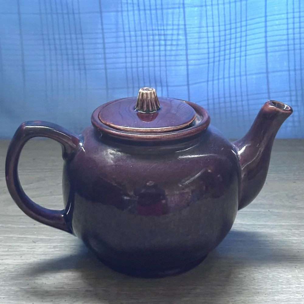 Glossy Purple Ceramic Teapot